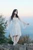 Bare shoulders and sleeves white lace dress elegant gothic romantique