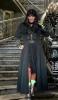 Black long coat sort on the frotn with flared sleeves elegant aristocrat