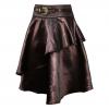STEAMPUNK STORY Long steampunk brown skirt with belt, 2 ruffles