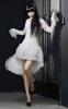 STEAMPUNK STORY J090201 WHT Jupe blanche asymtrique victorienne burlesque gothique