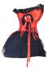 STEAMPUNK STORY Corset rouge satin avec dentelles noires et rubans rouges burlesque