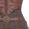 STEAMPUNK STORY Brown corset floral pattern with synthetic leather and bolero Steampunk 130