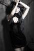STEAMPUNK STORY Q-179BK Sleeveless black velvet dress with heart neckline gothic cheongsam Punk Rave