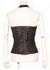 STEAMPUNK STORY SP140 BK-CO Brown and black steampunk top with neck straps, lace-up and gears RQBL