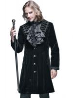 STEAMPUNK STORY CT00401 Manteau brod avec col relevable homme noir velours gothique vampire aristocrate