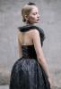 STEAMPUNK STORY SKT006 Long black velvet dress with lace and lacing-up, elegant gothic