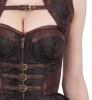 STEAMPUNK STORY Robe corset steampunk brocart marron avec bolro et sangles