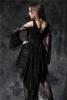 STEAMPUNK STORY DW053BK Robe noire paules nues et manches en dentelle lgante gothique romantique