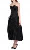 STEAMPUNK STORY Robe corset satin noir lgante gothique chic, fourfrou, jupe plisse, robe de soire 275