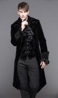 STEAMPUNK STORY CT02801 Veste homme en velours noir avec broderies, faux 2pcs, gothique lgant aristocrate