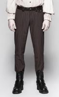 STEAMPUNK STORY K-287(CO-ST) Pantalon marron homme rayures fines blanches, lgant aristocrate steampunk