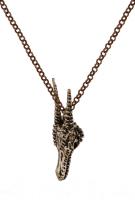 STEAMPUNK STORY Collier pendentif tte de dragon dor bronze en 3D, crne, gothique, witch, occulte
