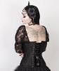 STEAMPUNK STORY Lace Overlay black Overbust Corset with Attached Sleeve, elegant gothic victorian