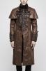 STEAMPUNK STORY Y-802CO Brown faux leather steampunk man coat with rivets and baroque patterns, Punk Rave Y-802