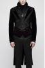 STEAMPUNK STORY Y-814BK Long manteau noir en velours pour homme avec boutons et motifs baroques, Punk Rave