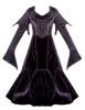 STEAMPUNK STORY Longue robe gothique mdival en velours noir, bordures brodes et laage