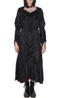 STEAMPUNK STORY Longue robe gothique mdival en velours noir, bordures brodes et laage