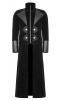 Manteau noir 2en1 avec col et manche en cuir vegan, zip et col haut, gothique, Punk Rave