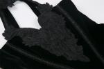 STEAMPUNK STORY DW187 Robe longue noire, velours et dentelle, broderie et coeur, gothique romantique, Darkinlove
