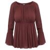 Elastic pleated brown top a...