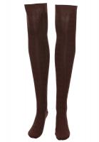 STEAMPUNK STORY Chocolat Dark brown over knee high socks with cross mesh, casual fashion schoolgirl
