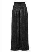 STEAMPUNK STORY K-391BK WK-391XCF-BK Wide black pants skirt effect with wide belt and buttons, elegant gothic, Punk Rave