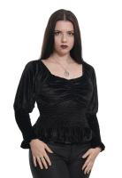 STEAMPUNK STORY Elastic black velvet Top, pleats and puffed sleeves, elegant aristocratic Gothic