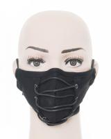 STEAMPUNK STORY WS-381BK Black fabric reusable mask with decorative lace-up