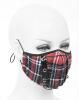 STEAMPUNK STORY MK020 Red tartan fabric reusable mask with lace-up, rock goth punk