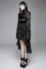 STEAMPUNK STORY SKT09801 Robe noire  jabot transparente, motifs en velours floqu, gothique lgant
