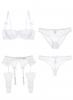 STEAMPUNK STORY 5pcs white lingerie set with transparent lace, sexy underwear