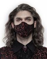 STEAMPUNK STORY S-389RD WS-389KZM Black mask with baroque red shiny embroidery, elegant gothic, Punk Rave