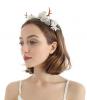 STEAMPUNK STORY White roses and flowers Headband with deer antlers, cute paggan