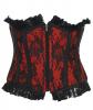 Black floral pattern red underbust corset with lace