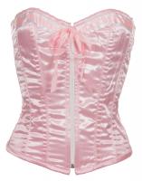 STEAMPUNK STORY Pink satin overbust corset with zip and bow