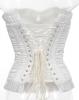 STEAMPUNK STORY White satin overbust corset with zip and pleated border