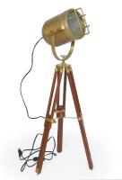 STEAMPUNK STORY Lampe projecteur en laiton et trpied en bois vintage dcoration steampunk retro