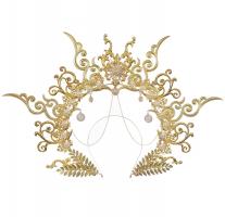STEAMPUNK STORY Kit DIY to assemble, filigree golden angelic halo headband with chains and cachobons
