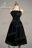 STEAMPUNK STORY Lolita Troubadour Boned Corset black Dress Vintage Lace Bustle Pinafore Knee Length