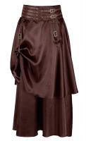STEAMPUNK STORY Long satin steampunk brown skirt with straps and 2 ruffles