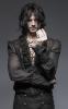STEAMPUNK STORY Y-643/BK Transparent black shirt V collar with frilly lace Punk Rave
