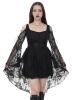 Bare shoulders and sleeves black lace dress elegant gothic romantique