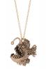 STEAMPUNK STORY Antique gold necklace with lantern fish pendant, vintage steampunk gothic