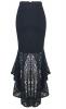 STEAMPUNK STORY Black Mermaid goth skirt with lace