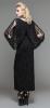 STEAMPUNK STORY SKT035 Robe noire longue avec manches drap en dentelle, fente et motifs gothique aristocrate