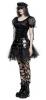 STEAMPUNK STORY LT-008BK Black polka dot top with balloon sleeves, lace and laces, gothic, lolita