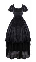 Black velvet long dress and long skirt in cotton, gothic lolita