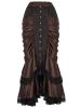 Brown satin long skirt with l...
