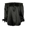Black satin top with bare sho...