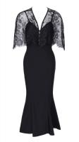 Black dress with long neckline and bolero lace, retro vintage Gothic